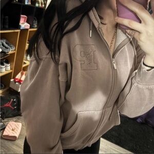 PINK Victoria's Secret Grey Zip Hoodie Label Detail
